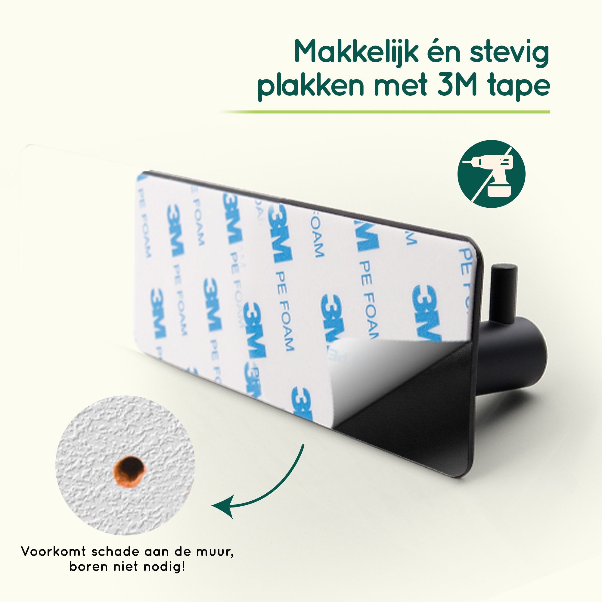 Zelfklevende zwarte handdoekhaakjes afbeelding 5