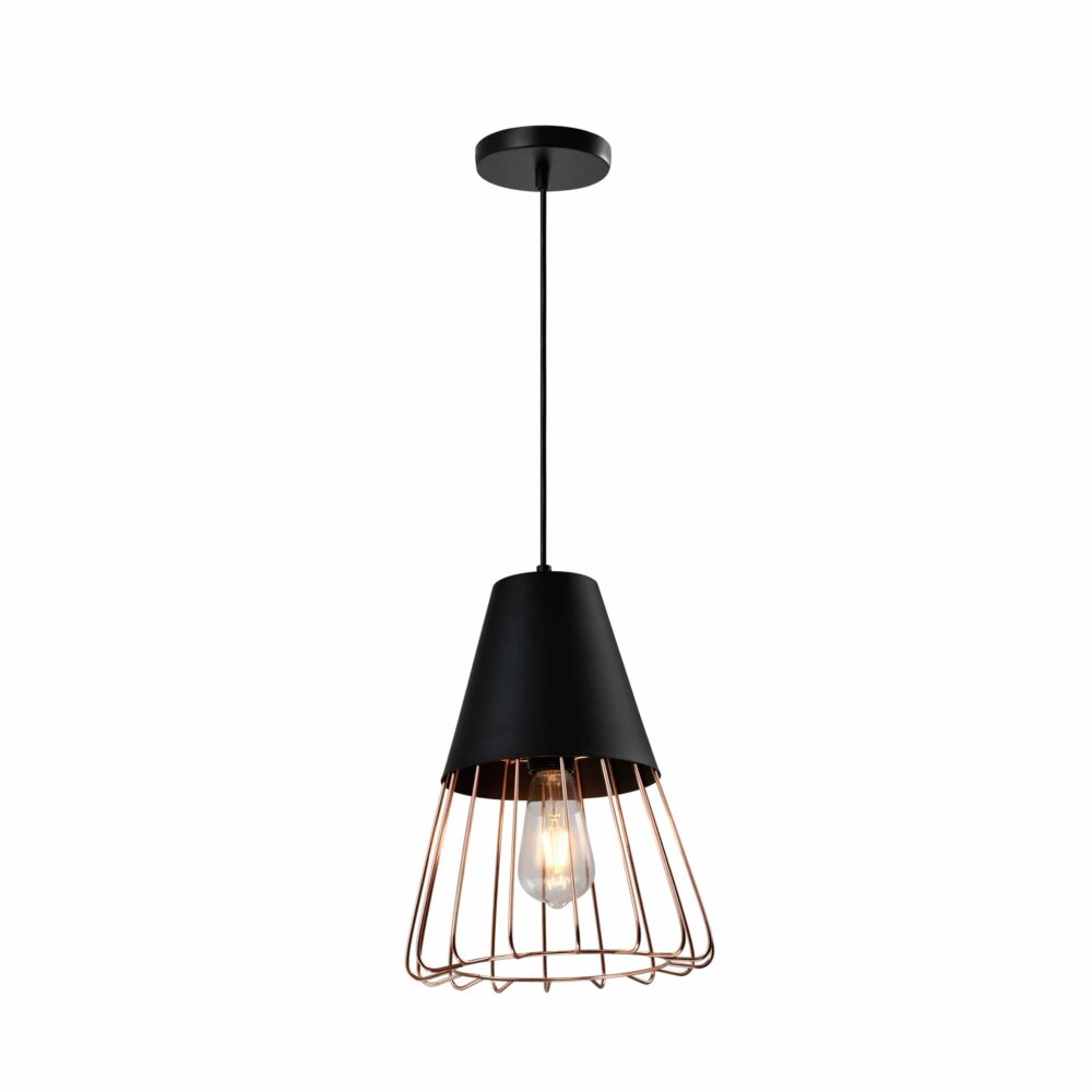 hanglamp rose gold en zwart