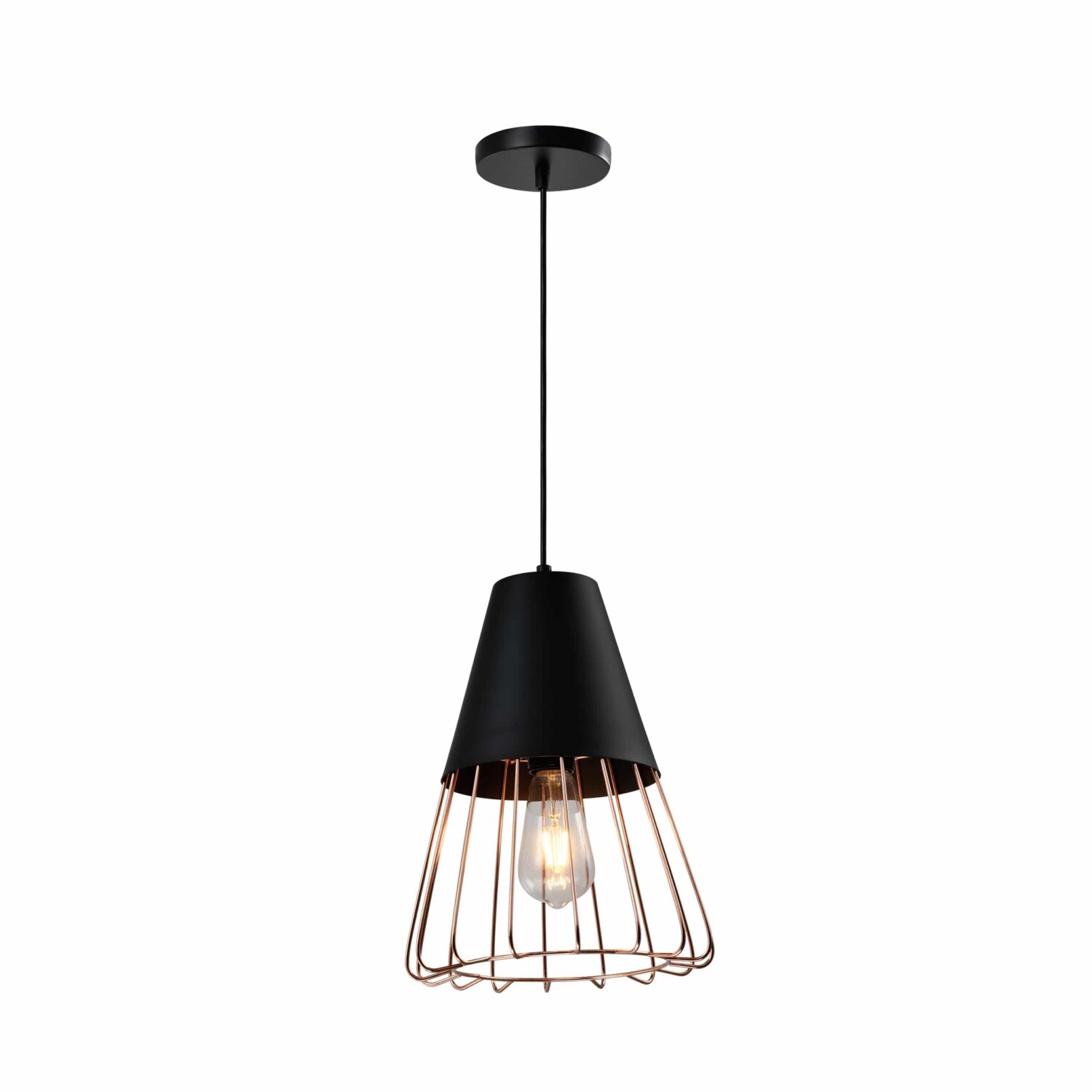 hanglamp rose gold en zwart