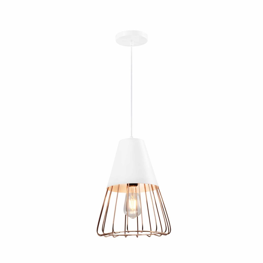 hanglamp rose gold en wit