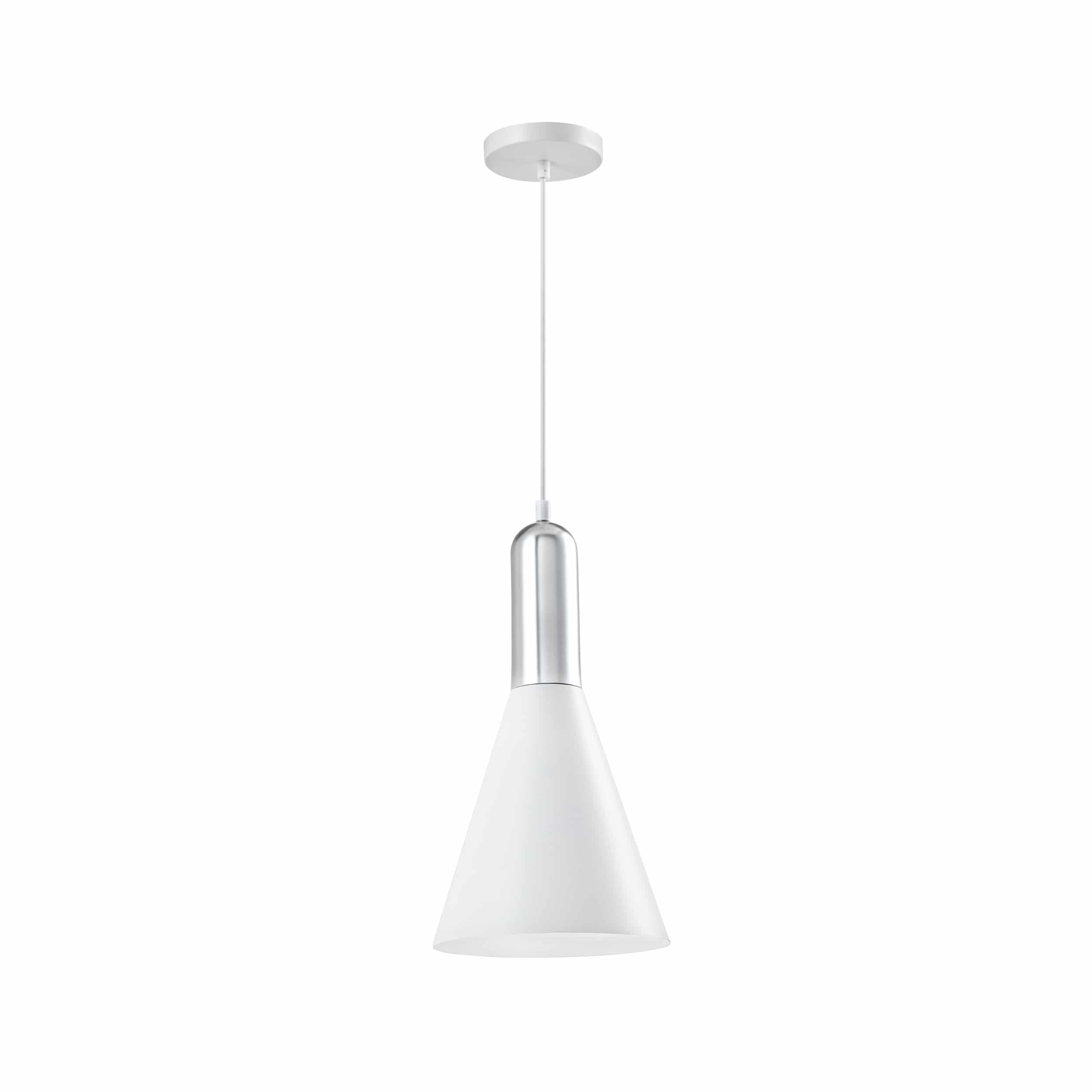 Wit moderne lamp met kegelvorm en een diameter van 19 cm