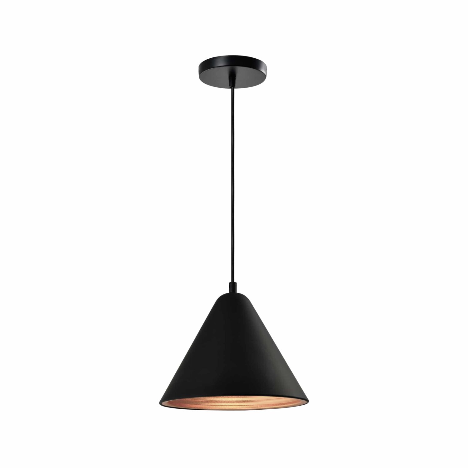 Retro kegel hanglamp met gouden binnenkant