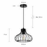 Afmetingen van de zwarte hanglampen