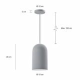 Afmetingen van de kokerlamp met een diameter van 15 cm