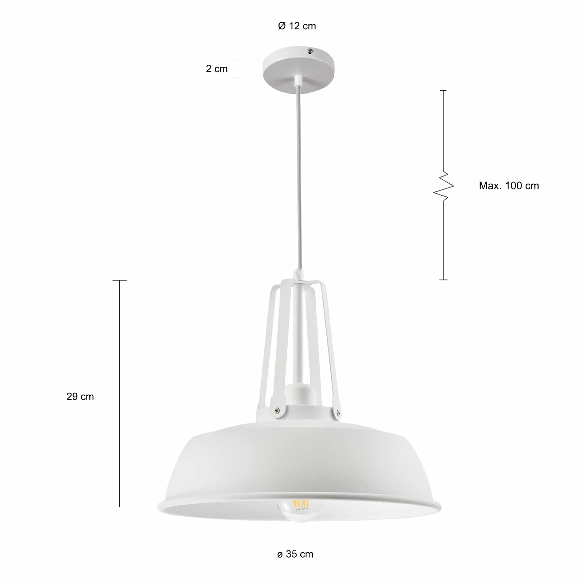 Bolvormige lamp met een snoer van 100 cm