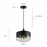 Afmetingen verlichting staal en glas