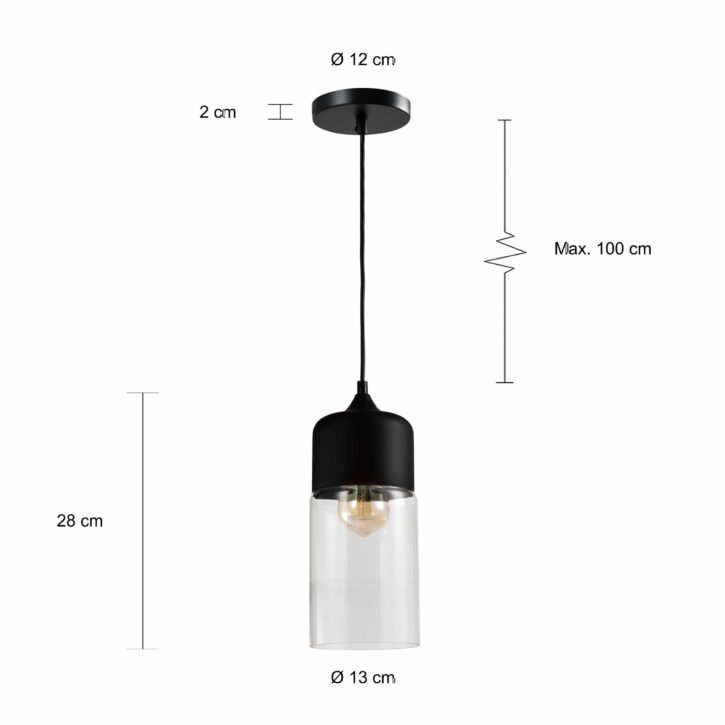 Afmetingen van de langwerpige kap van metaal en glas